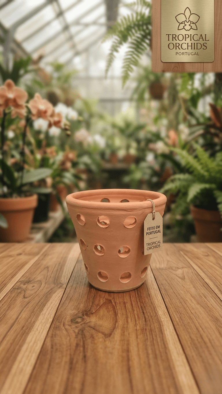 Vaso de Barro 15cm Clássico perfurado em terracota natural para orquídeas e plantas epífitas