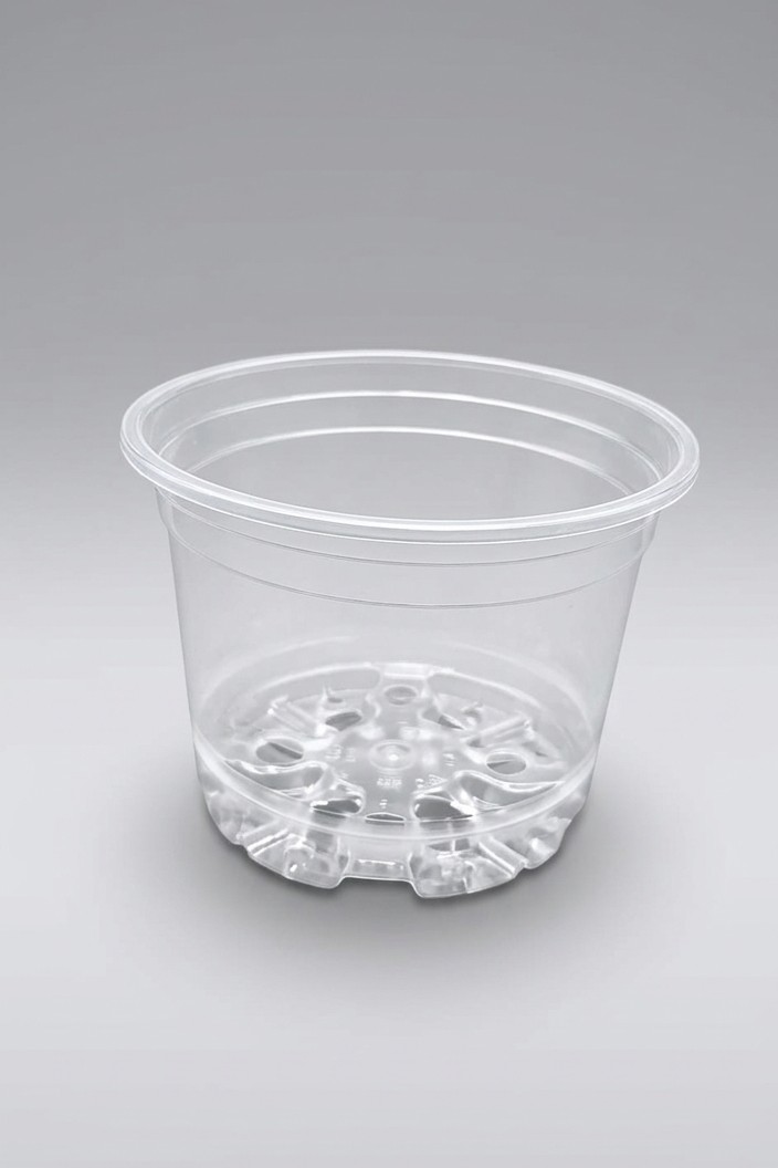 Vaso cultivo de Orquideas 9cm transparente de plástico com furos de drenagem