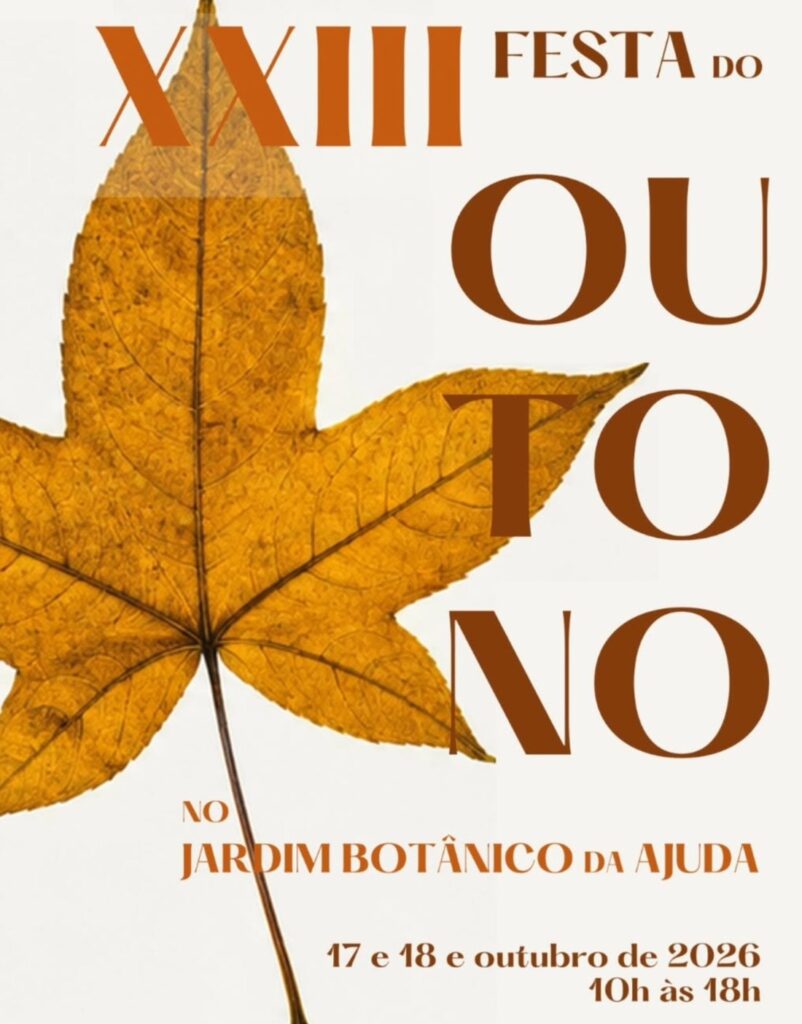 Cartaz da XXIII Festa do Outono no Jardim Botânico da Ajuda, 17 e 18 de outubro de 2026